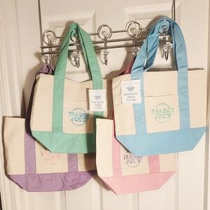 NWT Trader Joe’s Pastel Canvas Tote Mini Bags (Set of 4) SAME DAY SHIPPING